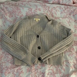 Charter Club Light Gray Ribbed Cardigan